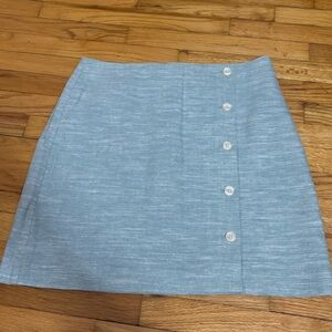 LOFT Pale Blue and Sparkly Button Front Mini Skirt